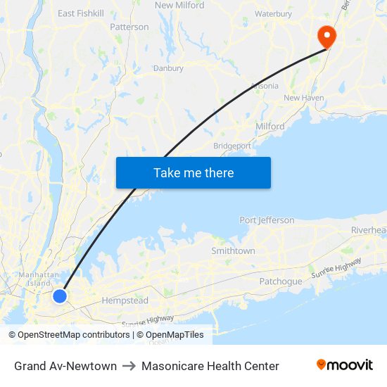Grand Av-Newtown to Masonicare Health Center map