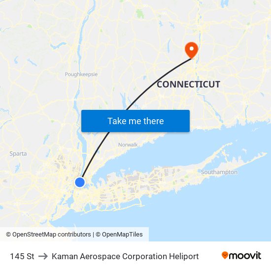 145 St to Kaman Aerospace Corporation Heliport map