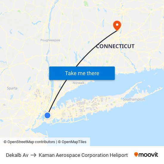 Dekalb Av to Kaman Aerospace Corporation Heliport map