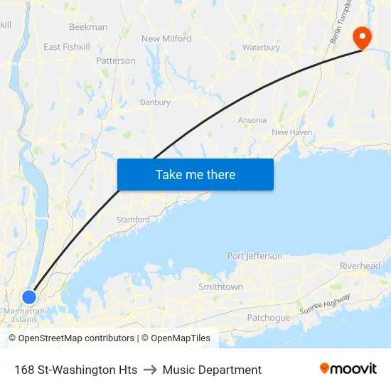 168 St-Washington Hts to Music Department map