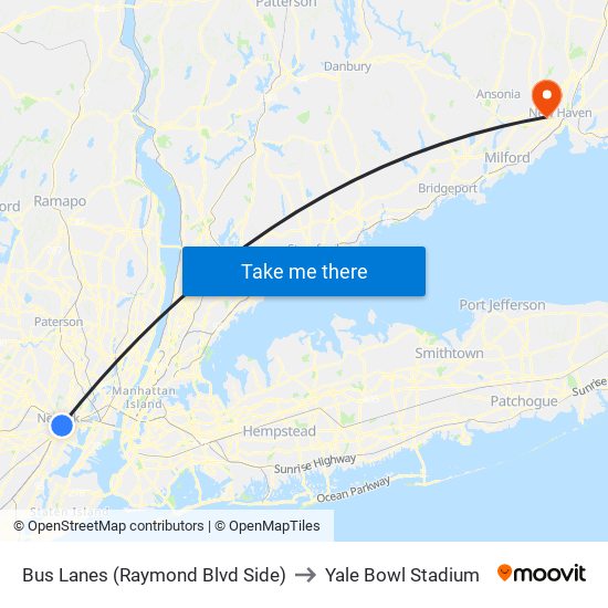 Bus Lanes (Raymond Blvd Side) to Yale Bowl Stadium map