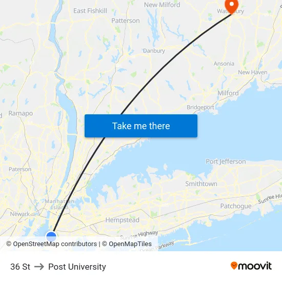 36 St to Post University map