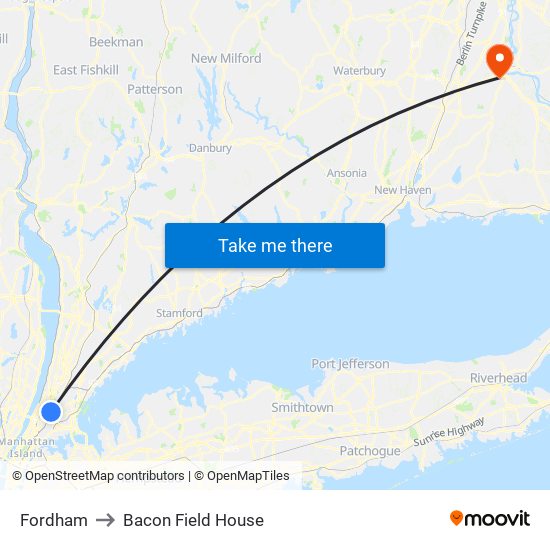 Fordham to Bacon Field House map
