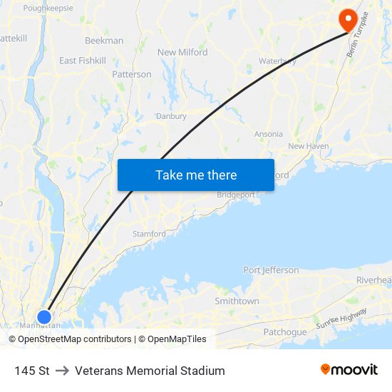 145 St to Veterans Memorial Stadium map