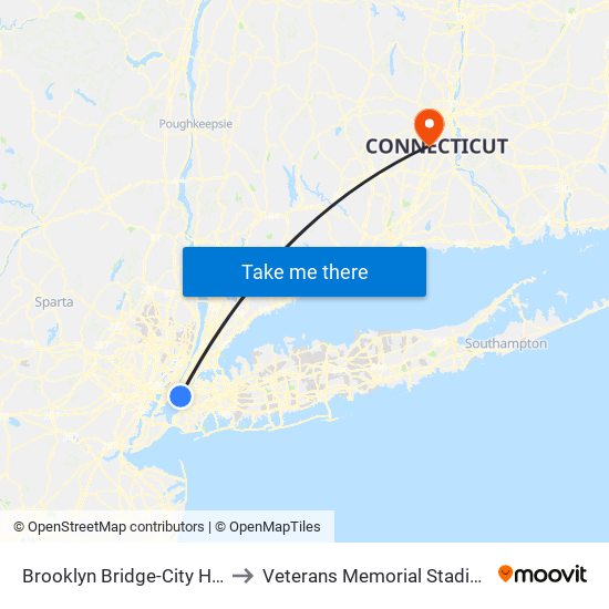 Brooklyn Bridge-City Hall to Veterans Memorial Stadium map