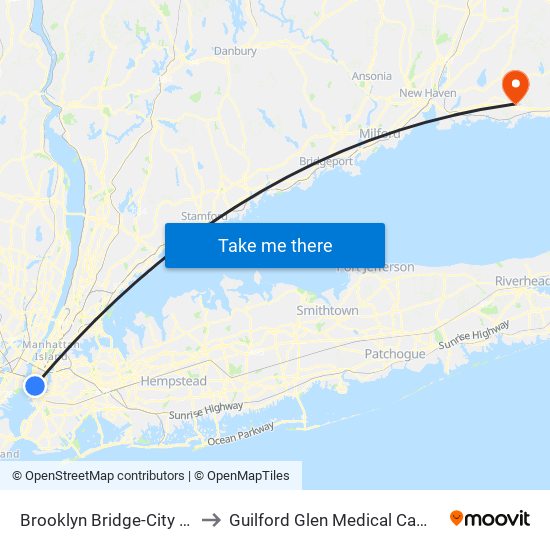 Brooklyn Bridge-City Hall to Guilford Glen Medical Campus map