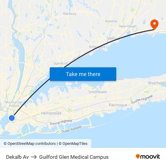 Dekalb Av to Guilford Glen Medical Campus map