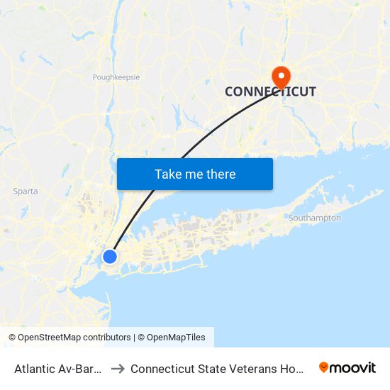 Atlantic Av-Barclays Ctr to Connecticut State Veterans Home and Hospital map