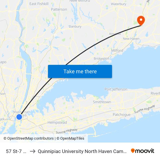 57 St-7 Av to Quinnipiac University North Haven Campus map