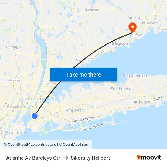 Atlantic Av-Barclays Ctr to Sikorsky Heliport map
