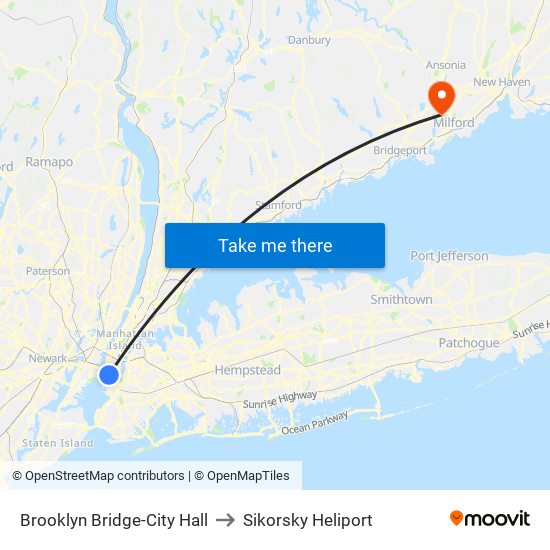 Brooklyn Bridge-City Hall to Sikorsky Heliport map