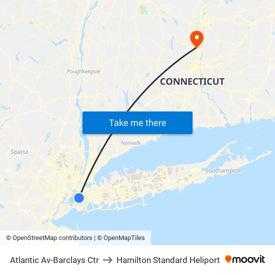 Atlantic Av-Barclays Ctr to Hamilton Standard Heliport map