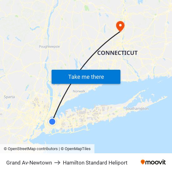 Grand Av-Newtown to Hamilton Standard Heliport map