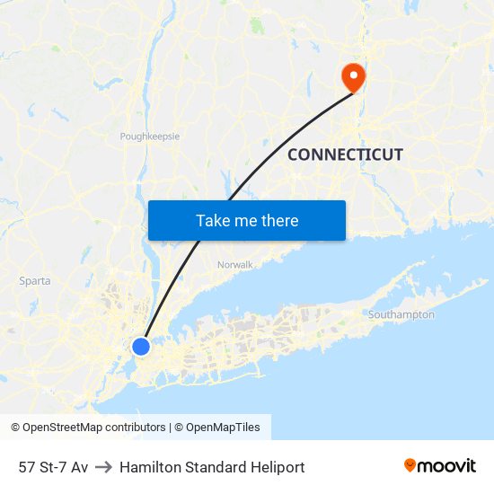 57 St-7 Av to Hamilton Standard Heliport map