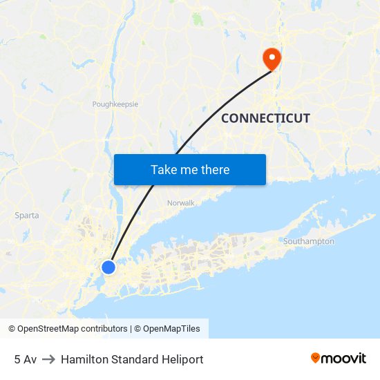 5 Av to Hamilton Standard Heliport map