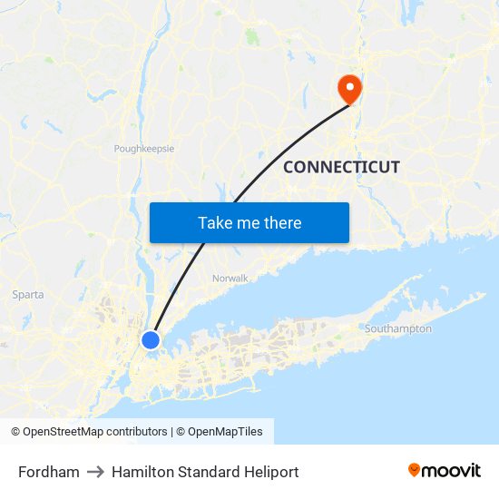 Fordham to Hamilton Standard Heliport map