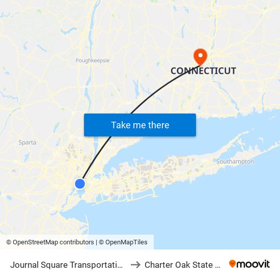 Journal Square Transportation Center to Charter Oak State College map