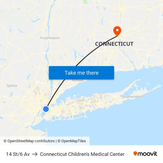 14 St/6 Av to Connecticut Children's Medical Center map