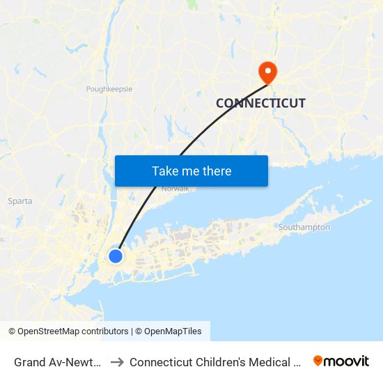 Grand Av-Newtown to Connecticut Children's Medical Center map