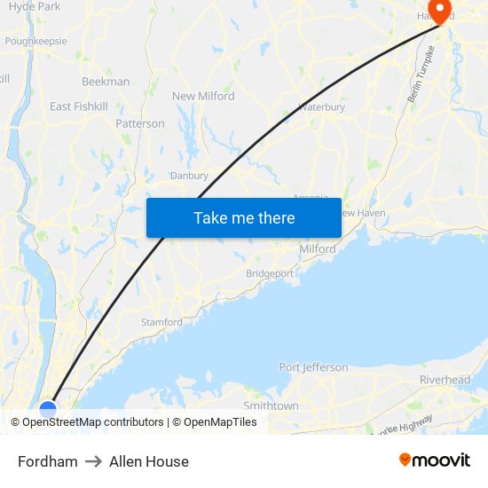 Fordham to Allen House map