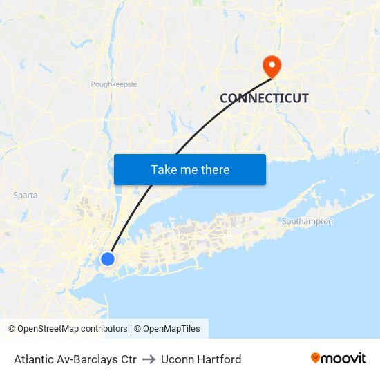 Atlantic Av-Barclays Ctr to Uconn Hartford map