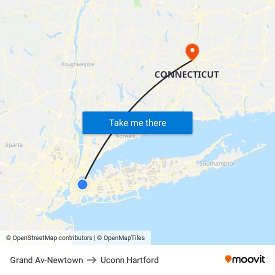 Grand Av-Newtown to Uconn Hartford map