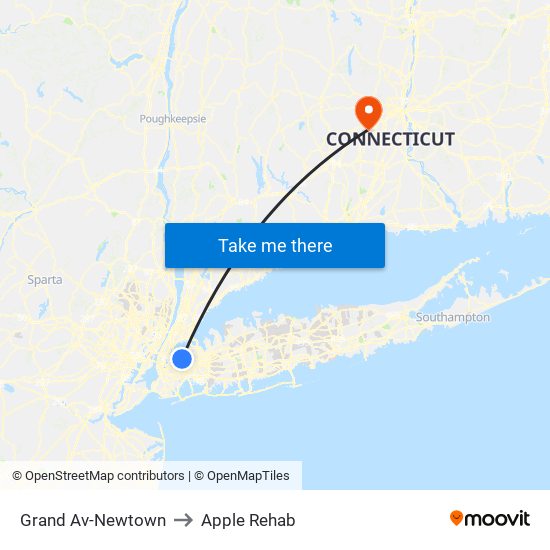 Grand Av-Newtown to Apple Rehab map