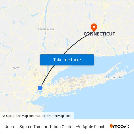 Journal Square Transportation Center to Apple Rehab map
