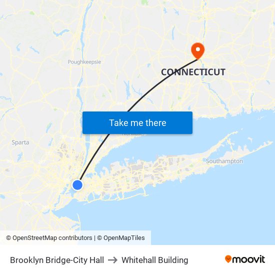Brooklyn Bridge-City Hall to Whitehall Building map
