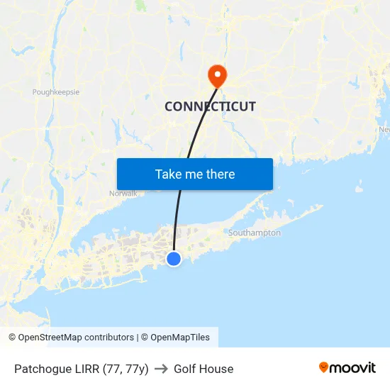 Patchogue LIRR (77, 77y) to Golf House map
