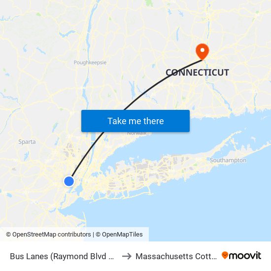 Bus Lanes (Raymond Blvd Side) to Massachusetts Cottage map