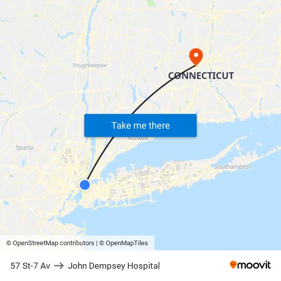 57 St-7 Av to John Dempsey Hospital map