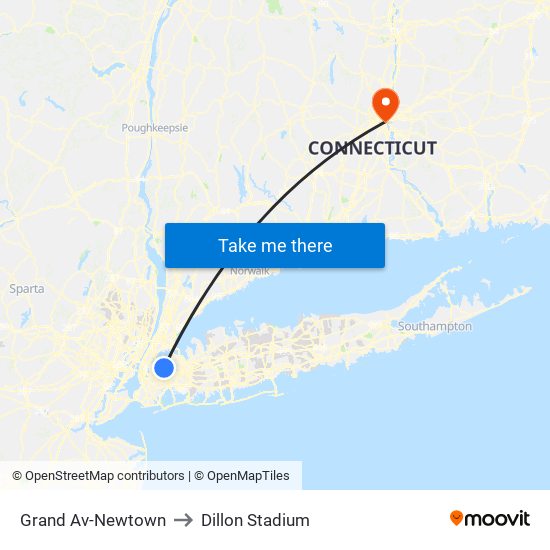 Grand Av-Newtown to Dillon Stadium map