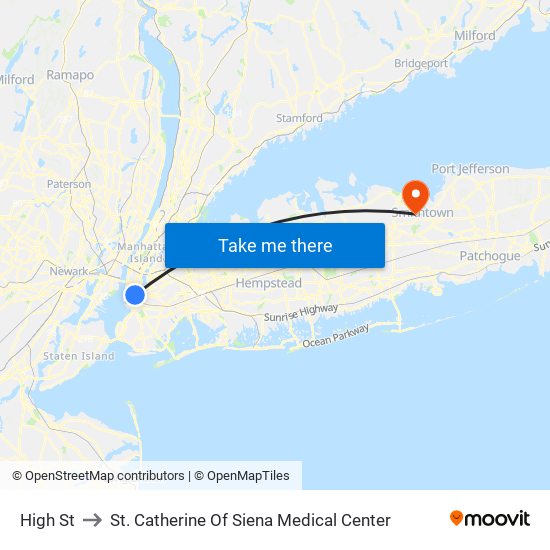 High St to St. Catherine Of Siena Medical Center map