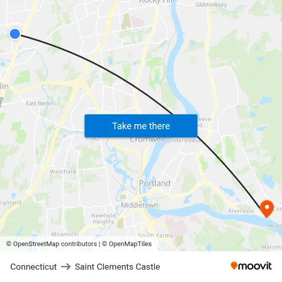 Connecticut to Saint Clements Castle map