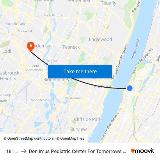 181 St to Don Imus Pediatric Center For Tomorrows Children map