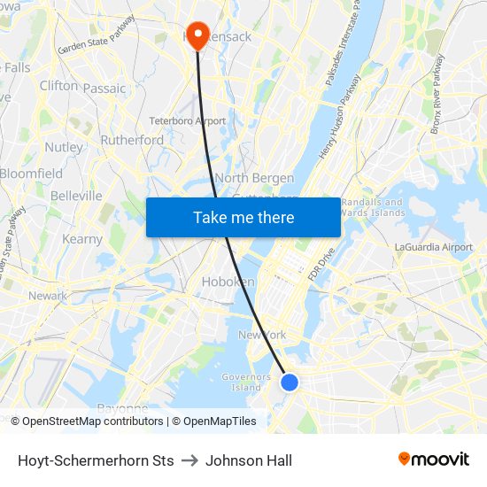 Hoyt-Schermerhorn Sts to Johnson Hall map