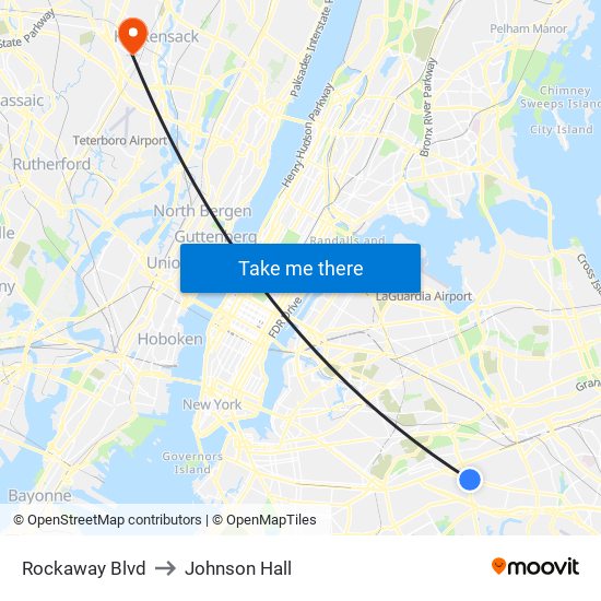 Rockaway Blvd to Johnson Hall map