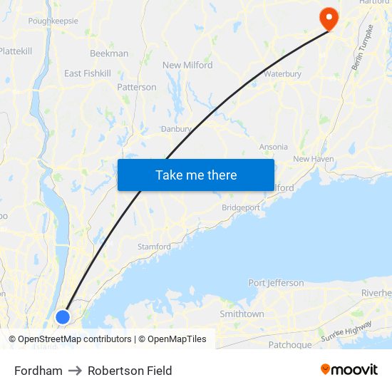 Fordham to Robertson Field map