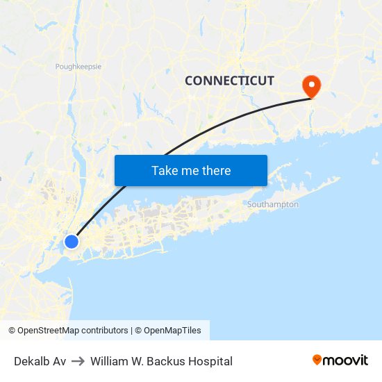 Dekalb Av to William W. Backus Hospital map