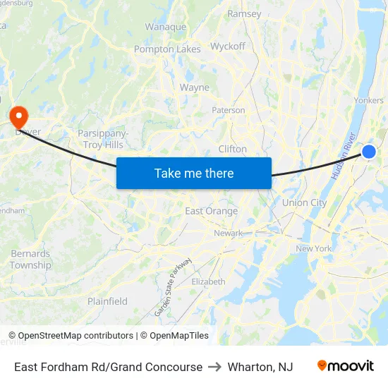 East Fordham Rd/Grand Concourse to Wharton, NJ map