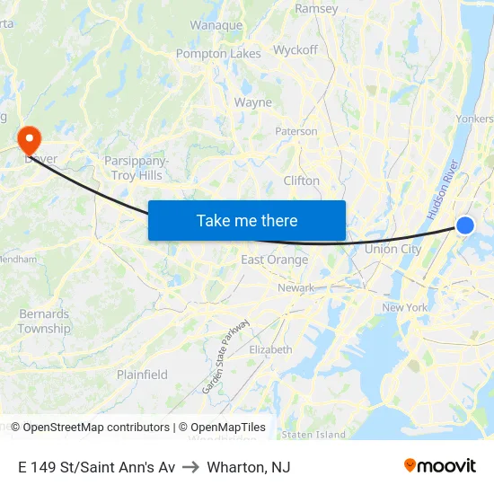 E 149 St/Saint Ann's Av to Wharton, NJ map