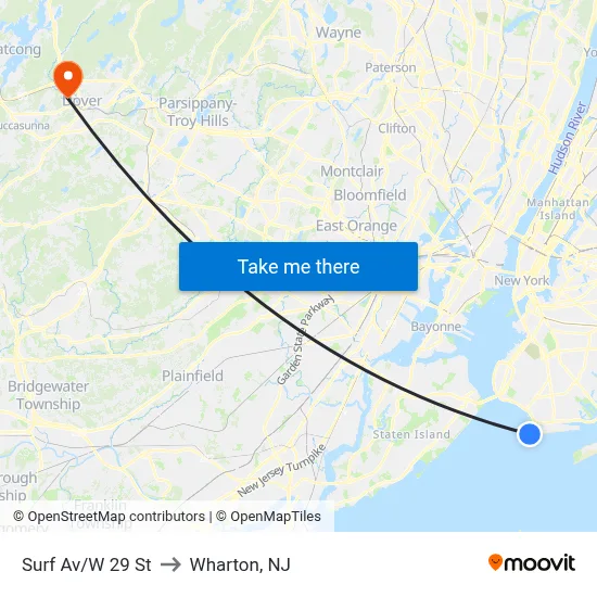 Surf Av/W 29 St to Wharton, NJ map