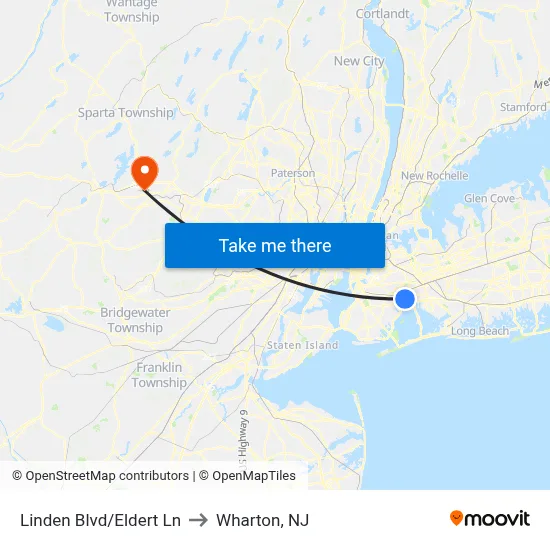Linden Blvd/Eldert Ln to Wharton, NJ map