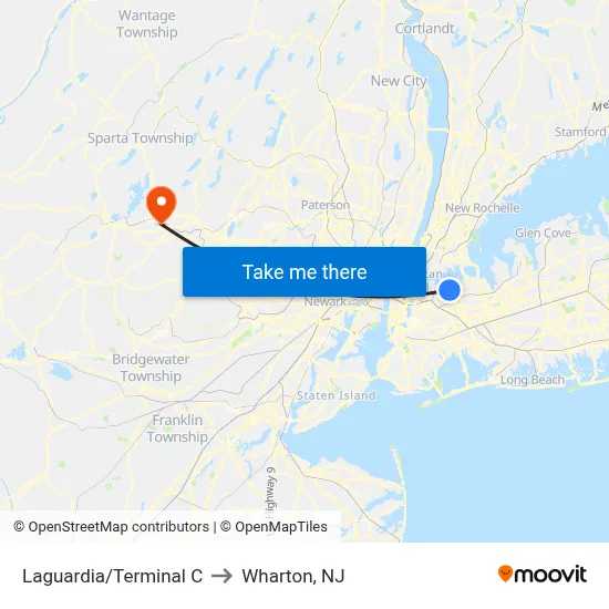 Laguardia/Terminal C to Wharton, NJ map
