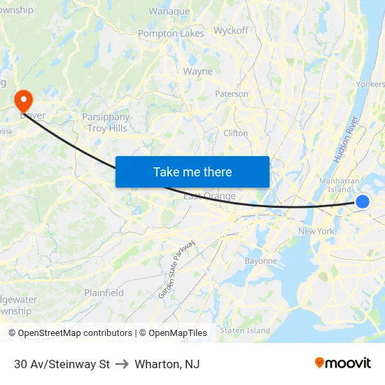 30 Av/Steinway St to Wharton, NJ map