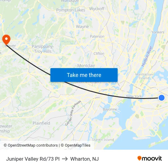 Juniper Valley Rd/73 Pl to Wharton, NJ map