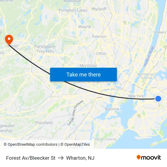 Forest Av/Bleecker St to Wharton, NJ map