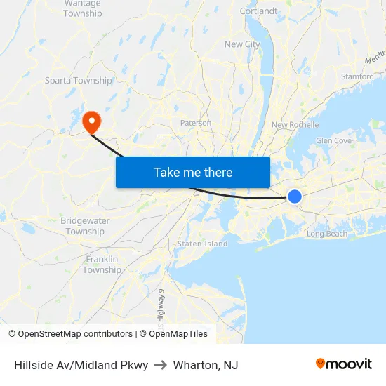 Hillside Av/Midland Pkwy to Wharton, NJ map