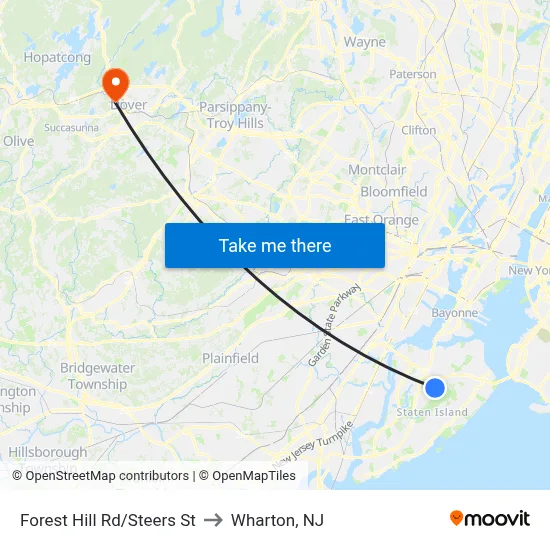 Forest Hill Rd/Steers  St to Wharton, NJ map